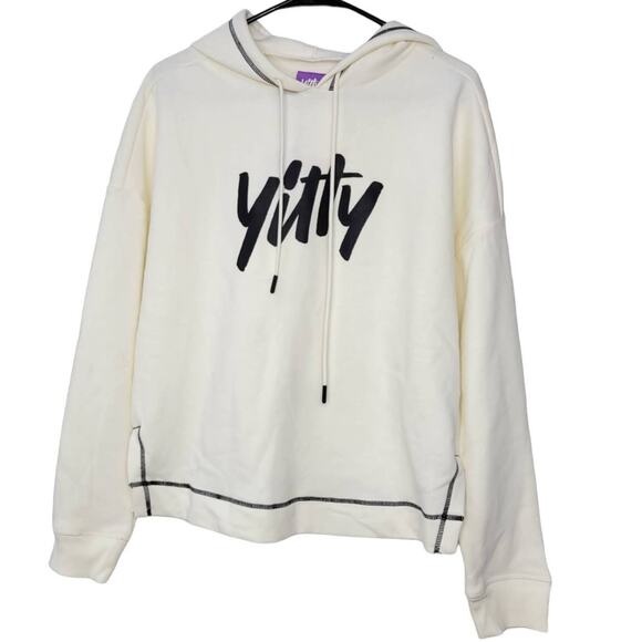 Fabletics Yitty Major Label Cream Contrast Stitch Fleece Hoodie Women Sz M - Picture 5 of 6